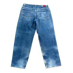 Tommy Hilfiger Jeans Mens 38x32 Blue Distressed Straight-Leg Denim Vintage USA